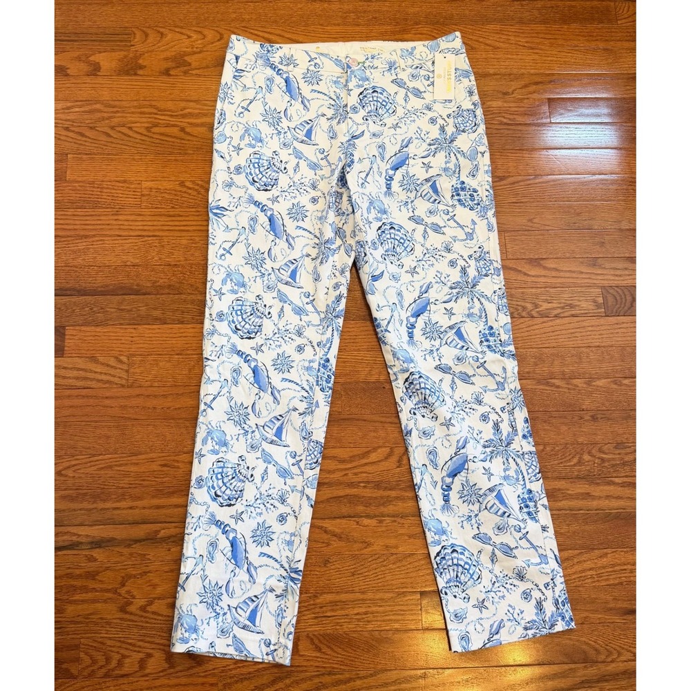 New Lilly Pulitzer Mizner Pants Mens 36x34 Barefoot Beachcombers Nautical Print